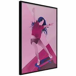 Paris Prix Affiche Murale Encadrée Girl on a Skateboard 20 x 30 cm Noir