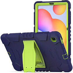 Coque en TPU antichoc avec béquille Bleu marine/citron vert pour votre Samsung Galaxy Tab S6 Lite P610