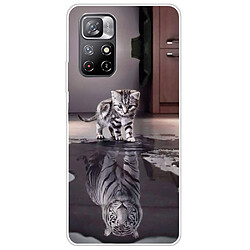 Coque en TPU anti-rayures chat et tigre pour Xiaomi Redmi Note 11/Poco M4 Pro 5G