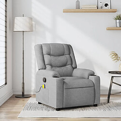 vidaXL Fauteuil de massage inclinable Gris clair Tissu