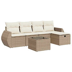 vidaXL Salon de jardin avec coussins 6 pcs beige résine tressée