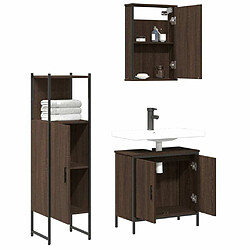 Acheter Maison Chic Armoire de Bain | Ensemble de 3 meubles salle de bain Chêne marron -GKD82909