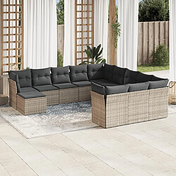 Maison Chic Salon de jardin avec coussins 12 pcs | Ensemble de Table et chaises | Mobilier d'Extérieur gris résine tressée -GKD78724