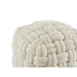 Avis Vente-Unique Pouf design noeud en tissu bouclette blanc NOBAO