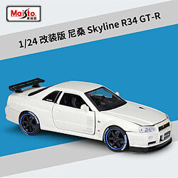 Universal 1: 24 TOKYO MOD Nissan R34 GT R alliage modèle artisanal décoration collection jouets outils cadeaux moulée sous pression | moulée sous pression voiture jouet (blanc)