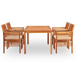 Maison Chic Mobilier à dîner 5 pcs de jardin - Ensemble table et chaises d'extérieur - Salon/Mobilier de jardin classique et coussins Acacia solide -MN98202