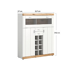 Bestmobilier Coventry - buffet haut - blanc et bois - 142 cm pas cher