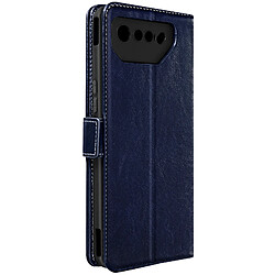 Avizar Housse pour Asus Rog Phone 7 Cuir Véritable Porte-carte Support Vidéo Bleu Nuit