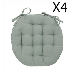 Pegane Lot de 4 coussins de chaise rond, coussins d'assise en coton coloris vert céladon - Diamètre 38 x Hauteur 5 cm