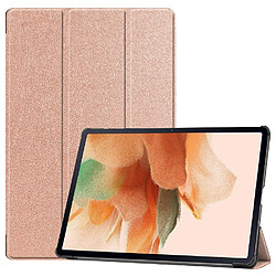 Etui en PU avec support tri-pliure or rose pour votre Samsung Galaxy Tab S7 FE SM-T730/SM-T736