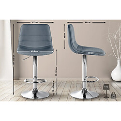 Decoshop26 Tabouret de bar chaise haute x1 avec repose-pieds incurvé en PVC gris structure métallique chromé 10_0005120