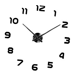 Avis Décor à la maison 3D DIY Horloge murale Décor Sticker Miroir Horloge murale Noir + Argent