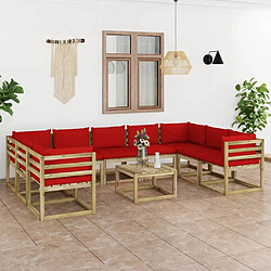 Maison Chic Salon de jardin 10 pcs + coussins - Mobilier/Meubles de jardin - Table et chaises d'extérieur bois de pin imprégné -MN58877