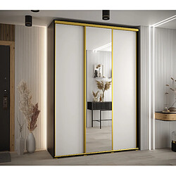 Abiks Meble Armoire à portes coulissantes Davos 3 235.2 x 170 x 45 3 portes coulissante (Noir/Blanc/Or)