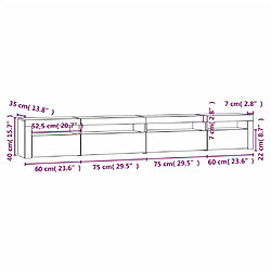 vidaXL Meuble TV avec lumières LED Chêne fumé 270x35x40 cm pas cher