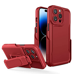 Coque en TPU anti-chocs avec béquille à clip amovible pour votre iPhone 14 Pro - rouge