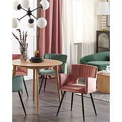 Beliani Chaise de salle à manger SANILAC Set de 2 Velours Rose pastel