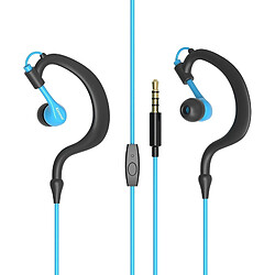 Wewoo Casque de sport R02 à la mode imperméable haut-parleur IPX5 10mm ergonomique écouteur à oreille filaire bleu