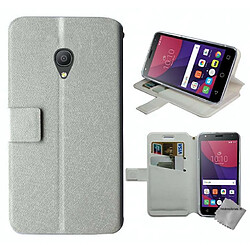 Htdmobiles Housse etui portefeuille pour Alcatel One Touch Pixi 4 3G (5.0) + film ecran - BLANC