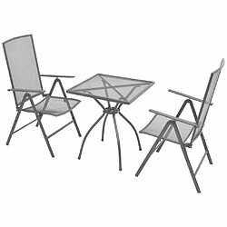 vidaXL Mobilier de bistro 3 pcs avec chaises pliables Acier Anthracite