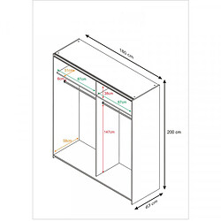 Acheter Dansmamaison Armoire 2 portes coulissantes Blanc/Bois blanchi - COPIST