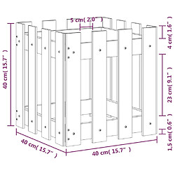 vidaXL Jardinière avec design de clôture noir 40x40x40 cm pin massif pas cher