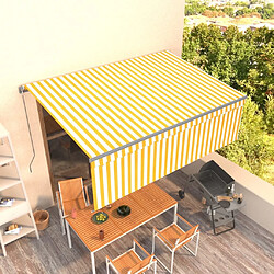 Maison Chic Auvent manuel rétractable avec store | store extérieurs de porte | Marquise Brise-soleil 4x3 m Jaune et blanc -GKD45396