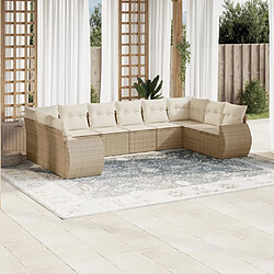 Maison Chic Salon de jardin avec coussins 10 pcs | Ensemble de Table et chaises | Mobilier d'Extérieur beige résine tressée -GKD51705