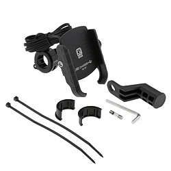 Support De Téléphone De Guidon De Moto Stable + Chargeur Rapide Intelligent QC3.0 Noir pas cher