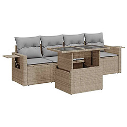 vidaXL Salon de jardin avec coussins 5 pcs beige résine tressée