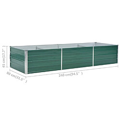 vidaXL Lit surélevé de jardin Acier galvanisé 240x80x45 cm Vert pas cher