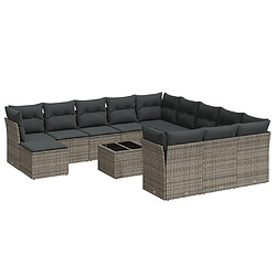 Maison Chic Salon de jardin avec coussins 13 pcs | Ensemble de Table et chaises | Mobilier d'Extérieur gris résine tressée -GKD29512