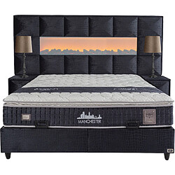 Avis Vivenla Ensemble de lit coffre 180x200 en velours gris avec un matelas à ressorts ensachés 7 zones de confort de la collection MANCHESTER