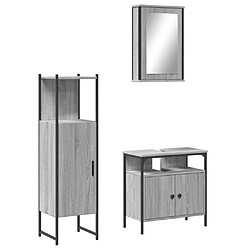 Maison Chic Armoire de Bain | Ensemble de 3 meubles salle de bain Sonoma gris -GKD58483