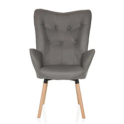 Fauteuil à oreilles / fauteuil vintage HAVENIO I tissu gris hjh LIVING