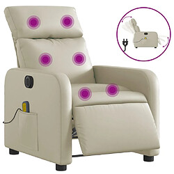 vidaXL Fauteuil de massage inclinable électrique crème similicuir