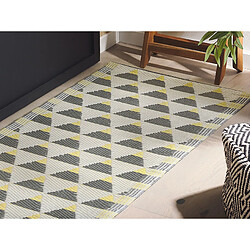 Avis Beliani Tapis extérieur au motif triangles gris et jaunes 60 x 105 cm HISAR