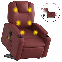 vidaXL Fauteuil inclinable de massage électrique rouge bordeaux