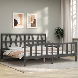 Avis Maison Chic Lit adulte - Cadre Structure de lit avec tête de lit Contemporain gris 200x200 cm bois massif -MN30169