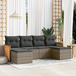 Maison Chic Salon de jardin 6 pcs avec coussins | Ensemble de Table et chaises | Mobilier d'Extérieur gris résine tressée -GKD10225