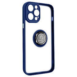 Avizar Coque pour iPhone 14 Pro Max Bi-matière Bague Métallique Support Vidéo bleu