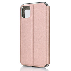 Avis Wewoo Coque Support pour téléphone portable avec étui horizontal iPhone 11 Pro texture mat et fenêtre identification de l'appelant et bouton en métal coulissant déverrouiller or rose