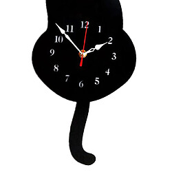 Horloge murale de chat 3d mignonne queue remuante pour chat chambre décor à la maison chat noir