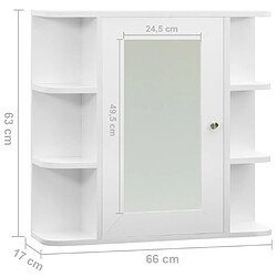 vidaXL Armoire à miroir de salle de bain Blanc 66x17x63 cm MDF pas cher