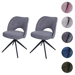 Mendler Lot de 2 chaises de salle à manger HWC-N72, chaise de cuisine rembourrée, pivotante Auto-Return, tissu/textile (420g/m²) Oeko-Tex ~ gris foncé