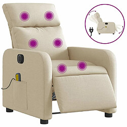 Maison Chic Fauteuil Relax pour salon, Fauteuil inclinable de massage électrique crème tissu -GKD19387