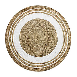 Thedecofactory FUNNY JUTE - Tapis rond en jute et coton cercle blanc diam.90 