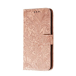 Wewoo Housse Coque Pour Nokia 7.2 Étui en cuir à rabat horizontal dentelle de fleur avec support et fentes cartes et portefeuille et cadre photo or rose