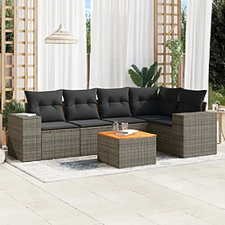 Maison Chic Salon de jardin 6 pcs avec coussins | Ensemble de Table et chaises | Mobilier d'Extérieur gris résine tressée -GKD77330