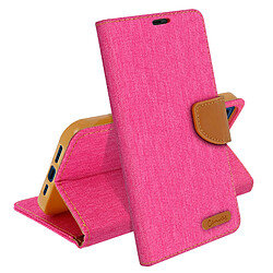 Avizar Etui Apple iPhone 12 Mini Housse Portefeuille Tissu Série Canvas - rose